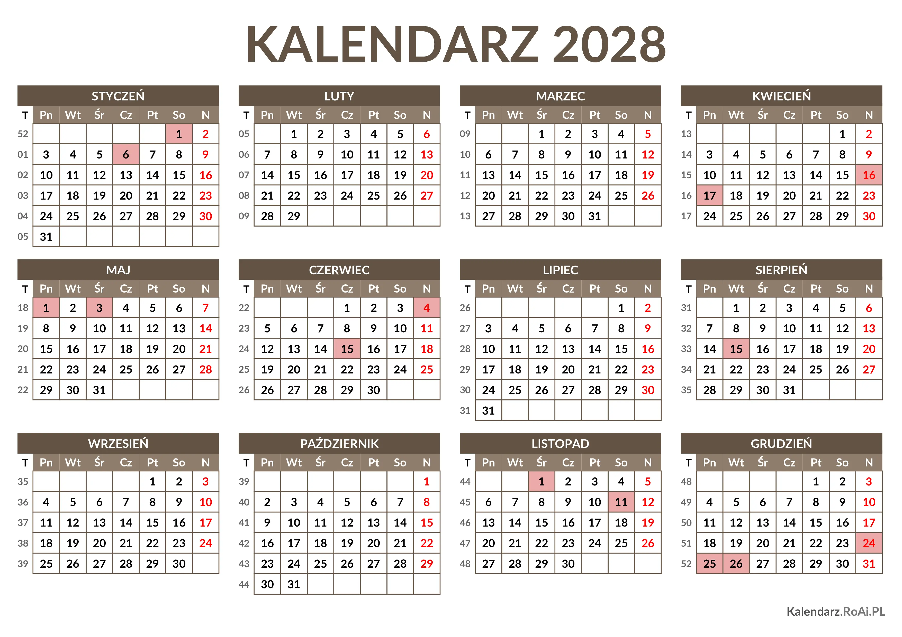 Kalendarz 2028
