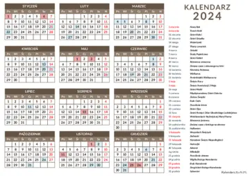 Kalendarz świąt 2024