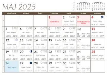Kalendarz maj 2025