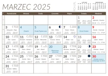 Kalendarz marzec 2025